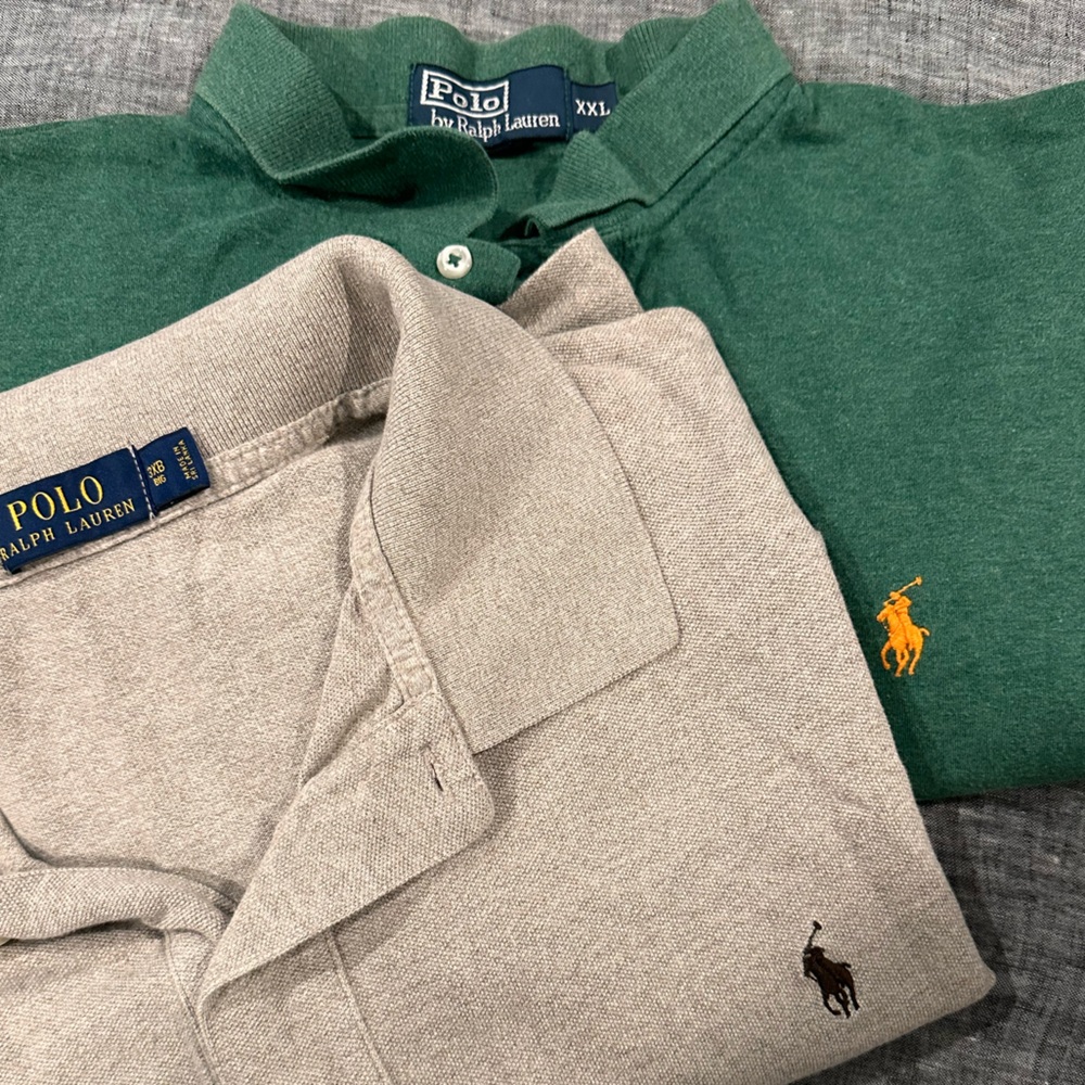 Ralph Lauren Green and Beige Polo Shirts